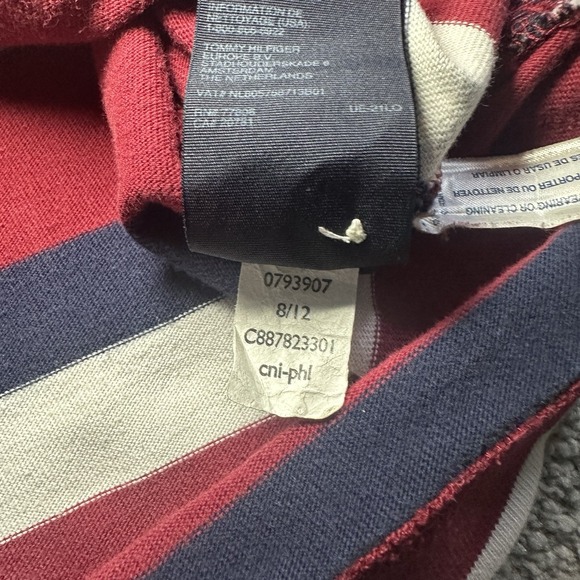 Tommy Hilfiger Rugby Long Sleeve Shirt Mens L Large Striped Red Blue White - Picture 11 of 14
